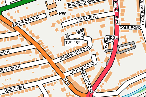 TW1 1BY map - OS OpenMap – Local (Ordnance Survey)