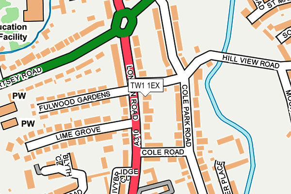 TW1 1EX map - OS OpenMap – Local (Ordnance Survey)