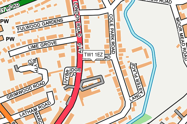 TW1 1EZ map - OS OpenMap – Local (Ordnance Survey)