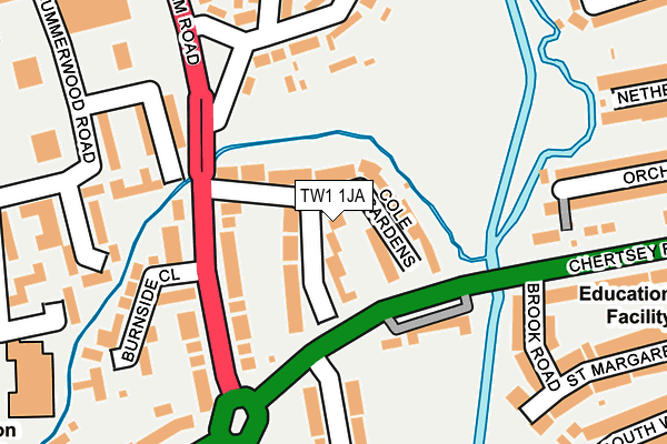 TW1 1JA map - OS OpenMap – Local (Ordnance Survey)