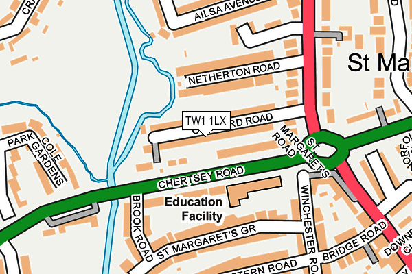 TW1 1LX map - OS OpenMap – Local (Ordnance Survey)