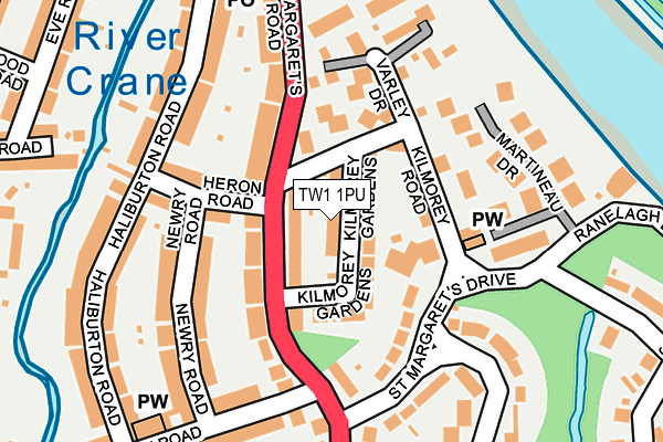 TW1 1PU map - OS OpenMap – Local (Ordnance Survey)