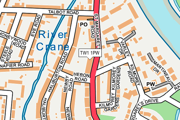 TW1 1PW map - OS OpenMap – Local (Ordnance Survey)