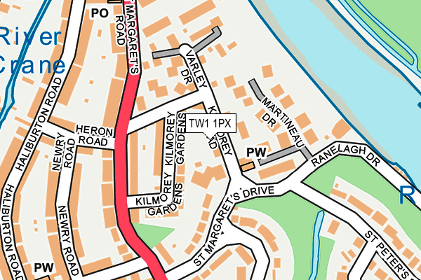 TW1 1PX map - OS OpenMap – Local (Ordnance Survey)
