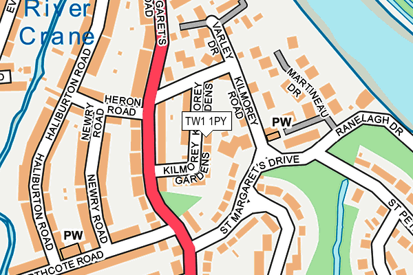 TW1 1PY map - OS OpenMap – Local (Ordnance Survey)