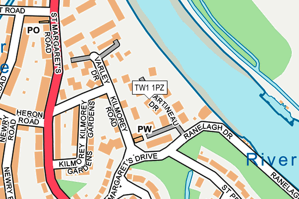 TW1 1PZ map - OS OpenMap – Local (Ordnance Survey)