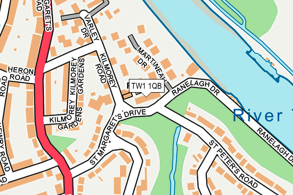 TW1 1QB map - OS OpenMap – Local (Ordnance Survey)