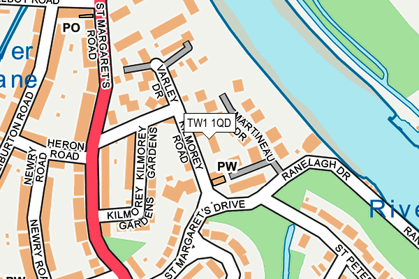 TW1 1QD map - OS OpenMap – Local (Ordnance Survey)