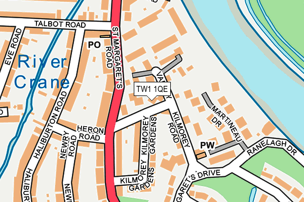 TW1 1QE map - OS OpenMap – Local (Ordnance Survey)