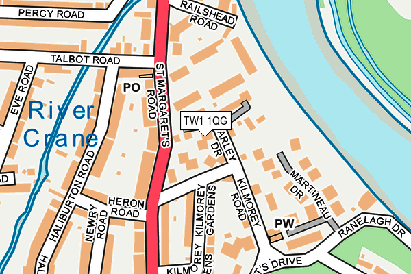 TW1 1QG map - OS OpenMap – Local (Ordnance Survey)