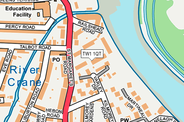 TW1 1QT map - OS OpenMap – Local (Ordnance Survey)