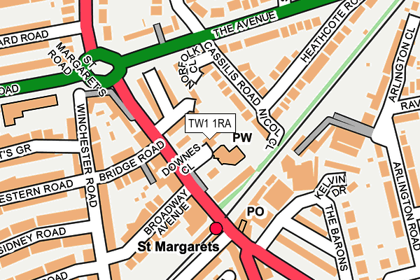TW1 1RA map - OS OpenMap – Local (Ordnance Survey)