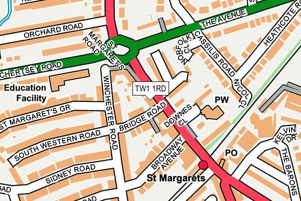 TW1 1RD map - OS OpenMap – Local (Ordnance Survey)