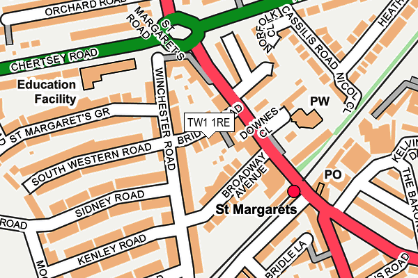 TW1 1RE map - OS OpenMap – Local (Ordnance Survey)