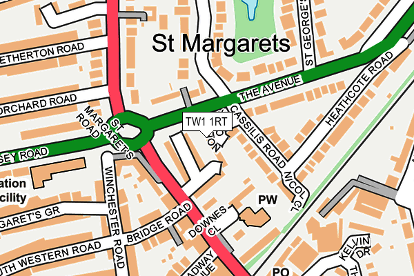 TW1 1RT map - OS OpenMap – Local (Ordnance Survey)