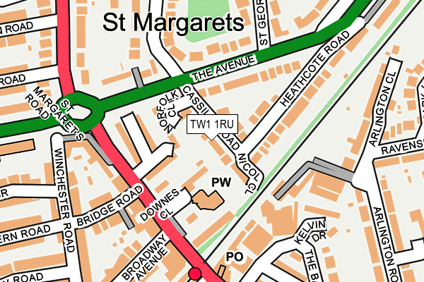 TW1 1RU map - OS OpenMap – Local (Ordnance Survey)