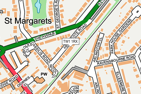 TW1 1RX map - OS OpenMap – Local (Ordnance Survey)