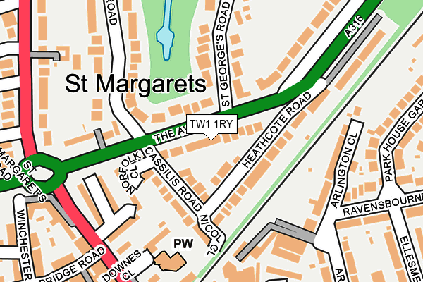 TW1 1RY map - OS OpenMap – Local (Ordnance Survey)