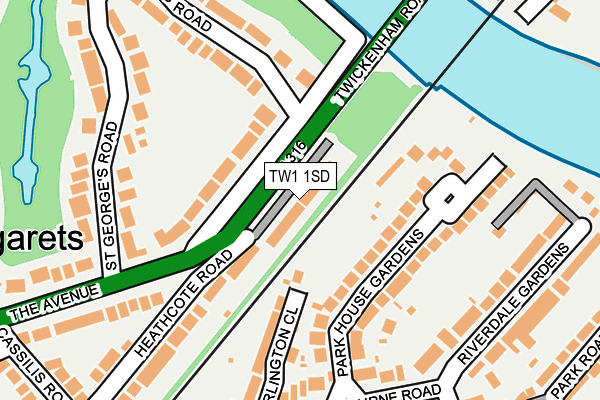 TW1 1SD map - OS OpenMap – Local (Ordnance Survey)
