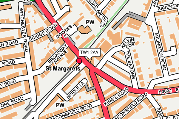 TW1 2AA map - OS OpenMap – Local (Ordnance Survey)