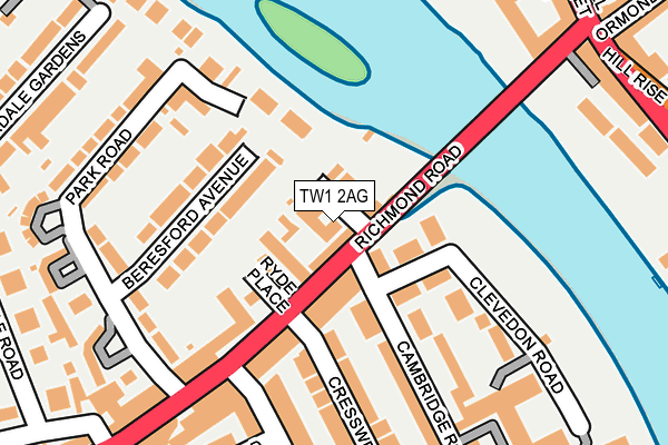 TW1 2AG map - OS OpenMap – Local (Ordnance Survey)