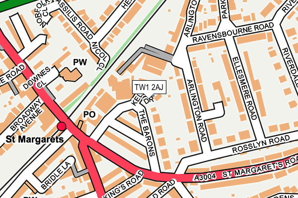 TW1 2AJ map - OS OpenMap – Local (Ordnance Survey)