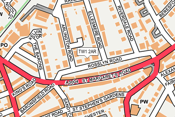 TW1 2AR map - OS OpenMap – Local (Ordnance Survey)