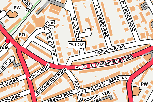 TW1 2AS map - OS OpenMap – Local (Ordnance Survey)