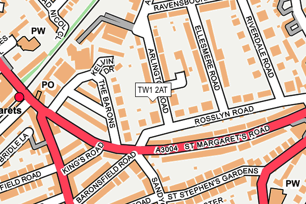 TW1 2AT map - OS OpenMap – Local (Ordnance Survey)