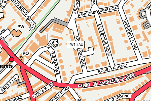 TW1 2AU map - OS OpenMap – Local (Ordnance Survey)