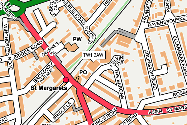 TW1 2AW map - OS OpenMap – Local (Ordnance Survey)