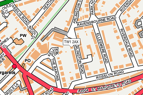 TW1 2AX map - OS OpenMap – Local (Ordnance Survey)