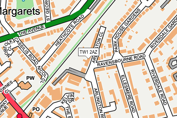 TW1 2AZ map - OS OpenMap – Local (Ordnance Survey)