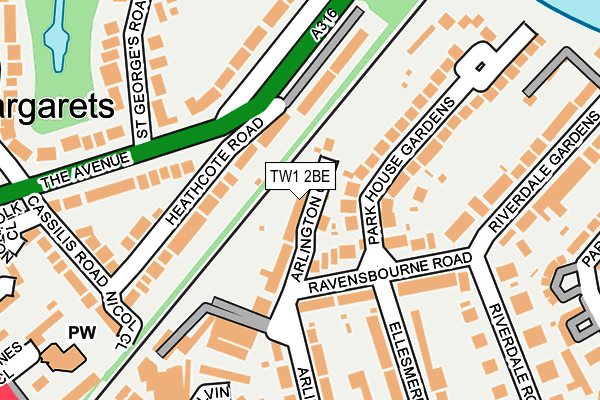 TW1 2BE map - OS OpenMap – Local (Ordnance Survey)