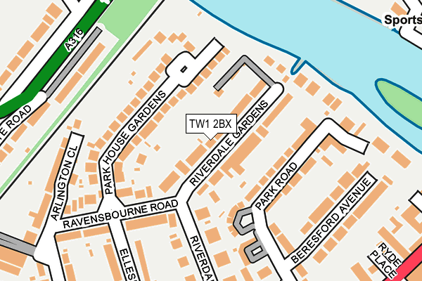 TW1 2BX map - OS OpenMap – Local (Ordnance Survey)