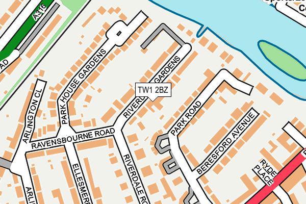 TW1 2BZ map - OS OpenMap – Local (Ordnance Survey)