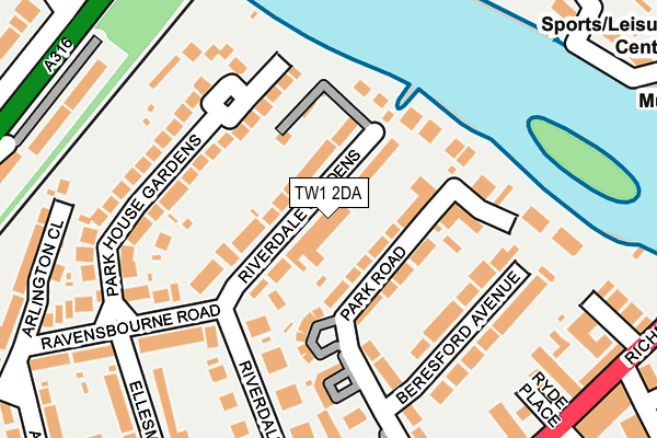 TW1 2DA map - OS OpenMap – Local (Ordnance Survey)