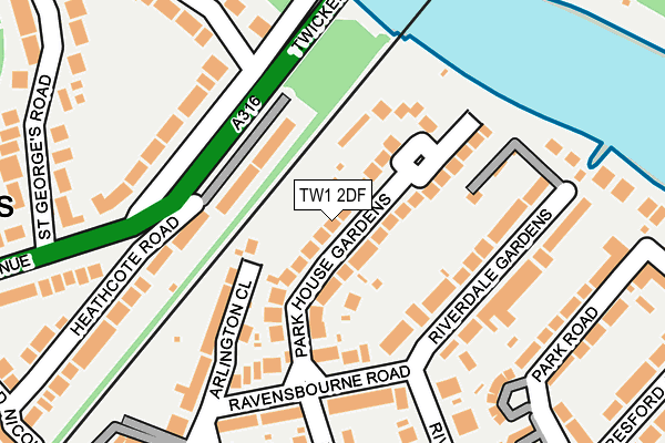 TW1 2DF map - OS OpenMap – Local (Ordnance Survey)
