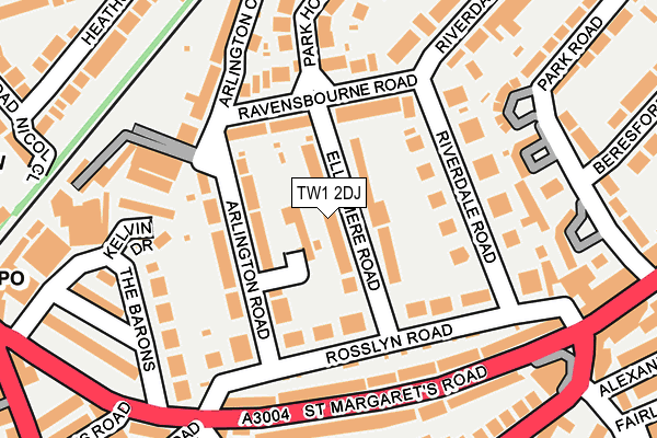 TW1 2DJ map - OS OpenMap – Local (Ordnance Survey)