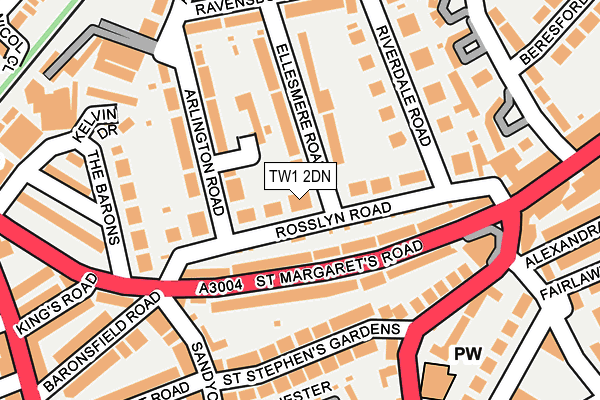 TW1 2DN map - OS OpenMap – Local (Ordnance Survey)