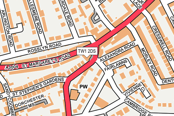 TW1 2DS map - OS OpenMap – Local (Ordnance Survey)