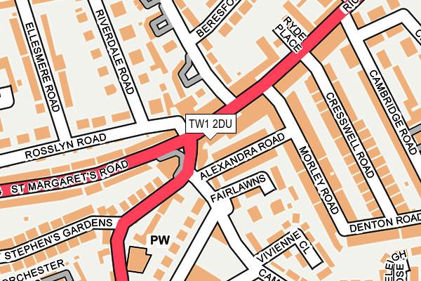 TW1 2DU map - OS OpenMap – Local (Ordnance Survey)