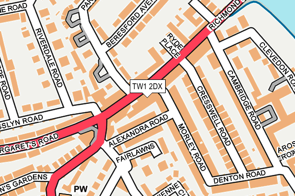 TW1 2DX map - OS OpenMap – Local (Ordnance Survey)
