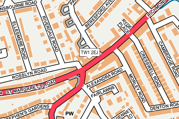 TW1 2EJ map - OS OpenMap – Local (Ordnance Survey)