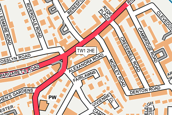TW1 2HE map - OS OpenMap – Local (Ordnance Survey)