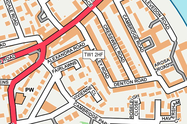 TW1 2HF map - OS OpenMap – Local (Ordnance Survey)