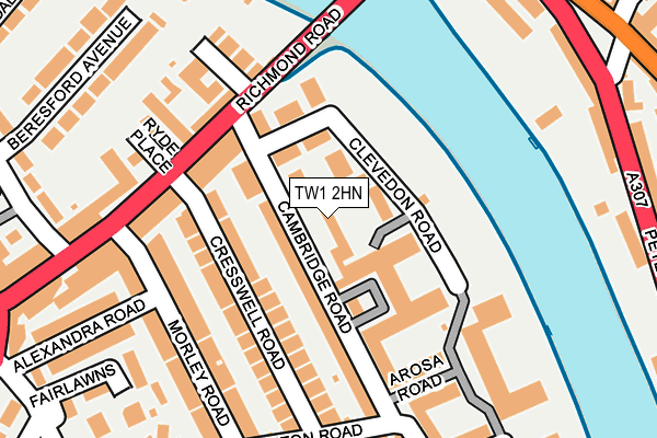 TW1 2HN map - OS OpenMap – Local (Ordnance Survey)