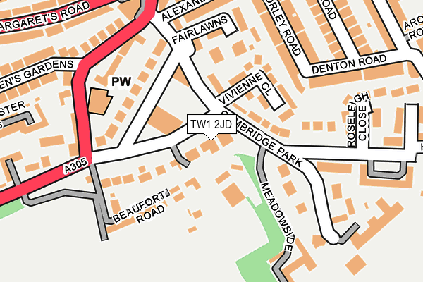 TW1 2JD map - OS OpenMap – Local (Ordnance Survey)