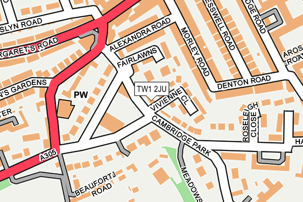TW1 2JU map - OS OpenMap – Local (Ordnance Survey)