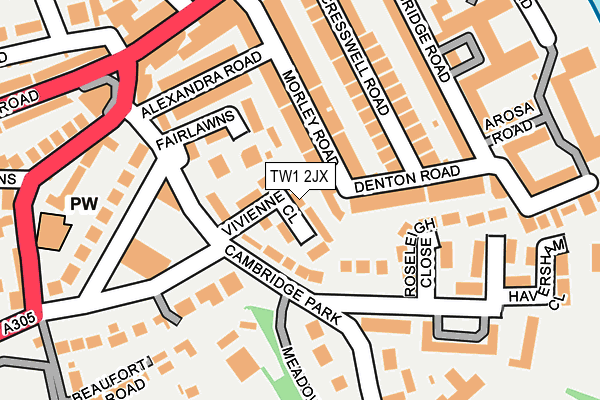 TW1 2JX map - OS OpenMap – Local (Ordnance Survey)